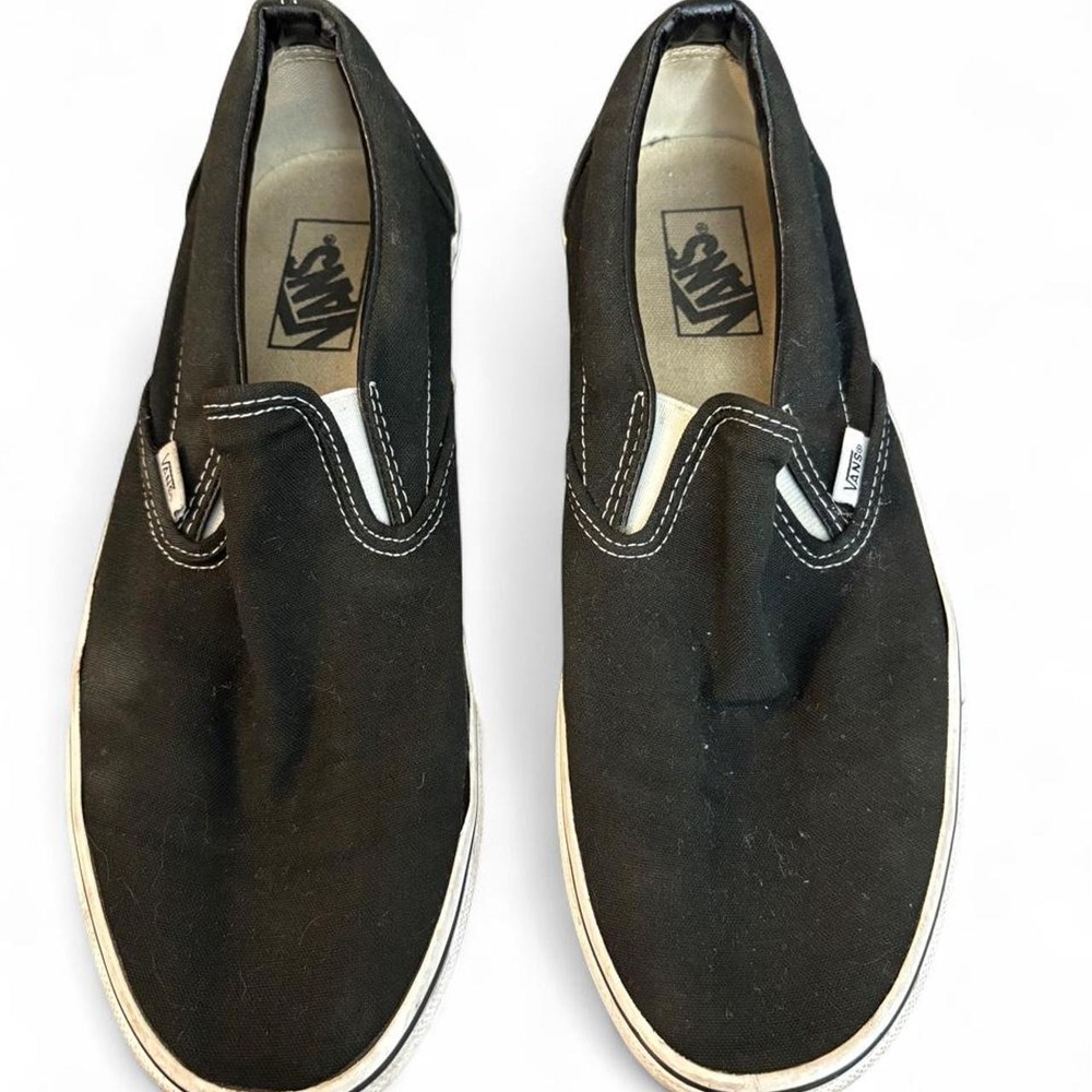 Vans Classic Slip On Black Canvas Shoes Men's 9.5 Women's 11 Skate Sneakers